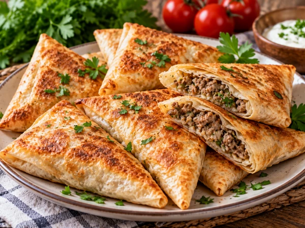 Сочный завтрак с корочкой: лаваш с фаршем запекается за полчаса без замеса теста