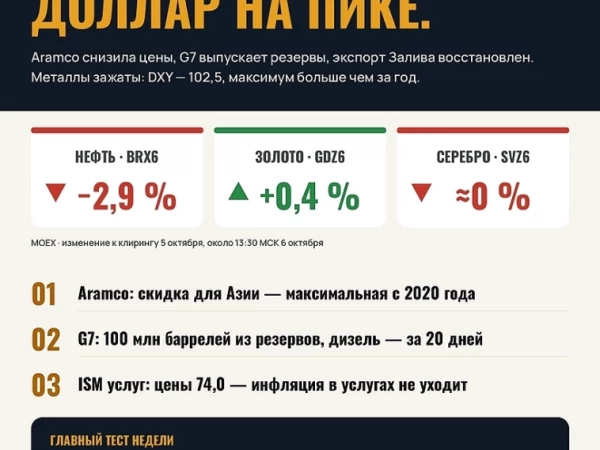 Отработка календаря · 2–5 октября и утро 6 октября
 нефть · золото ·  серебро