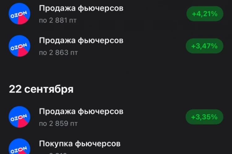 🏆 Закрыл спекулятивный шорт фьючерса OZON