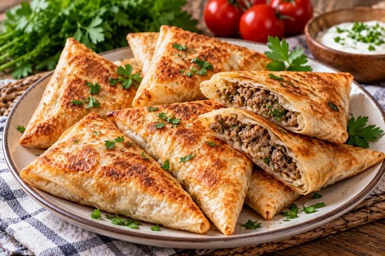 Сочный завтрак с корочкой: лаваш с фаршем запекается за полчаса без замеса теста