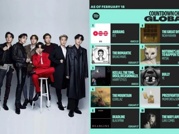 BTS превысили 3,45 млн предсохранений на Spotify + пятую неделю возглавляют «Countdown Charts Global» с «ARIRANG»