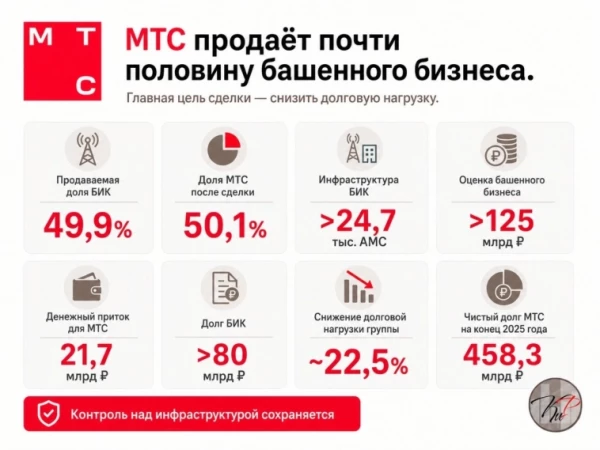 МТС продаёт почти половину башенного бизнеса