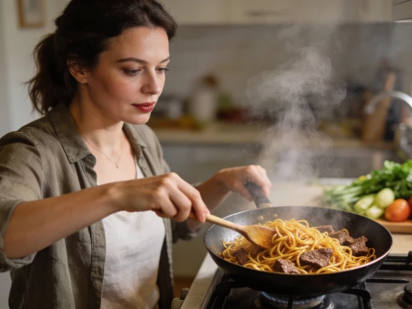 Жареная вермишель с мясом: быстрый ужин, который удивит всю семью
