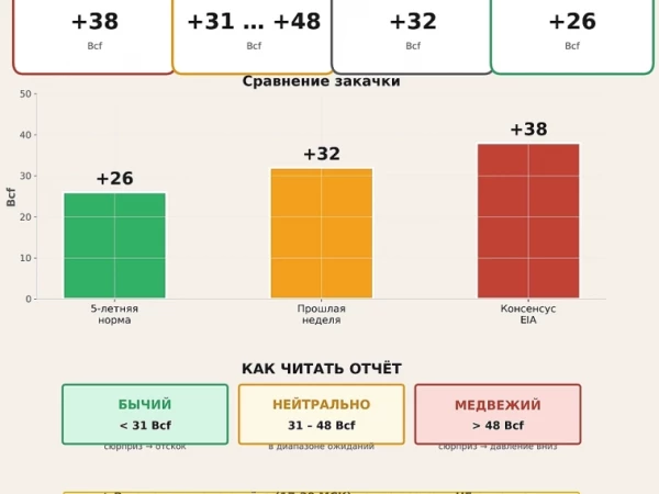Природный газ. Прогноз EIA. Закачка выше нормы- медвежий сигнал
