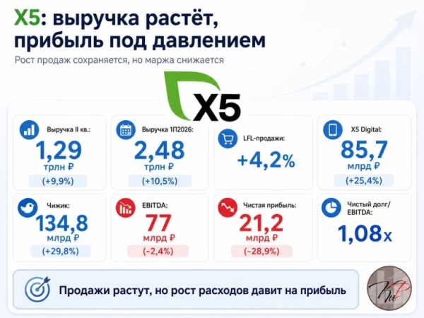 Х5 наращивает выручку, но прибыль проседает из-за роста расходов