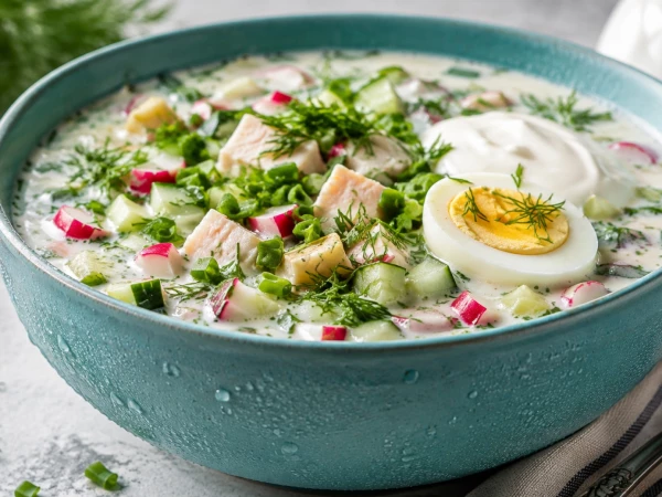 Находка для летнего меню: как приготовить окрошку на айране с курицей на всю семью