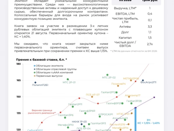 ПАО «СИБУР Холдинг» готовит новый выпуск биржевых облигаций серии 001P-11