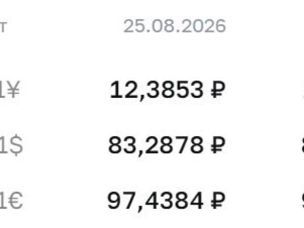 Официальные курсы валют на 26 августа: ¥ — ₽12,5659, $ — ₽84,4635, € — ₽98,5182