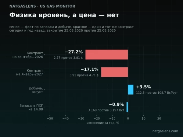 Запасы газа те же, что год назад. Почему тогда фьючерс на четверть дешевле