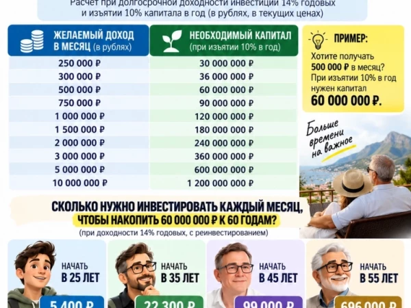 Какой капитал нужен, чтобы жить на доход после 60 лет