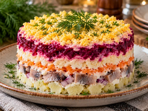 Сельдь, огурец и нежная сырная начинка: закуска с мраморным рисунком удивит гостей