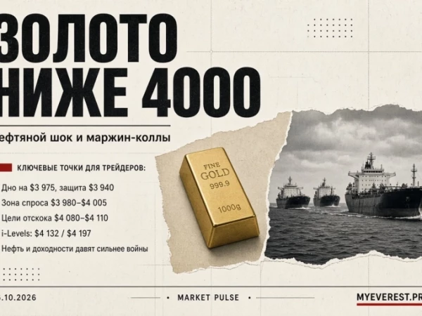 Почему золото рухнуло в разгар войны и можно ли его подбирать ниже $4 000?