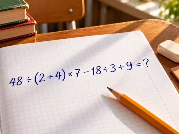 48 ÷ (2 + 4) × 7 − 18 ÷ 3 + 9 = ? Школьный пример, в котором легко ошибиться