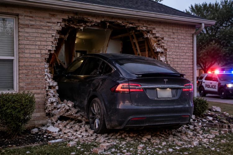 Водитель Tesla говорил об автопилоте, но сам оказался под обвинением: машина влетела в дом и убила пенсионерку