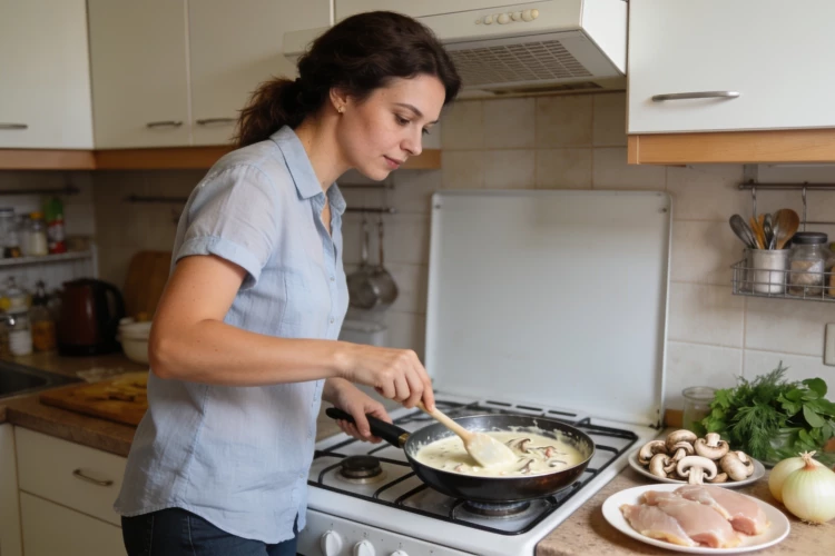 Как приготовить нежное куриное фрикасе с шампиньонами за 20 минут — сразите всех своей готовкой