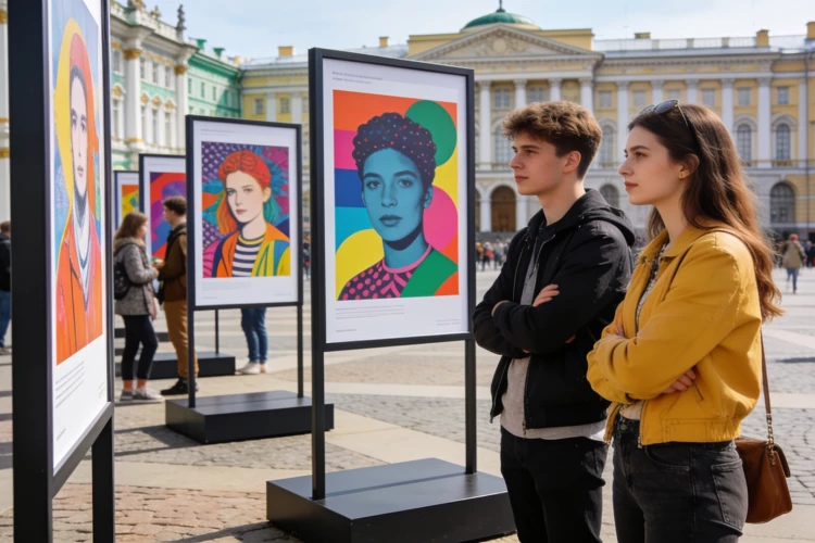 Выставка под открытым небом: у Гостиного Двора представили работы молодых художников