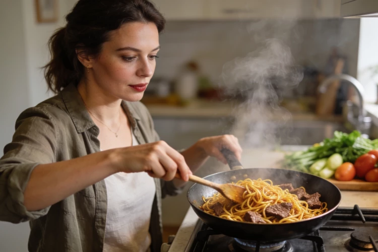 Жареная вермишель с мясом: быстрый ужин, который удивит всю семью