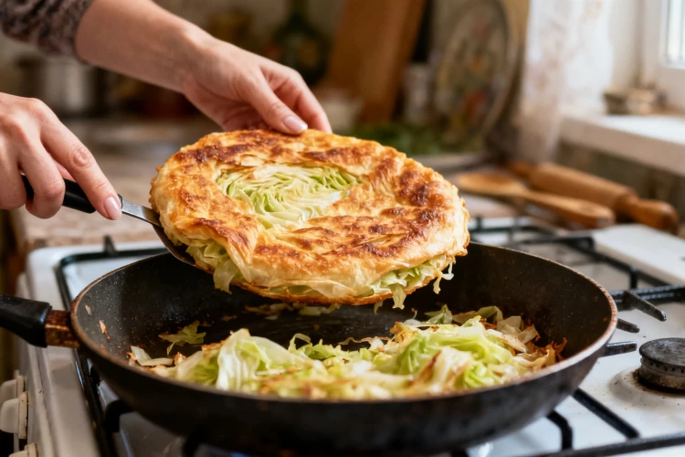 Больше не вожусь с дрожжами: быстрый заливной пирог с сочной капустной начинкой