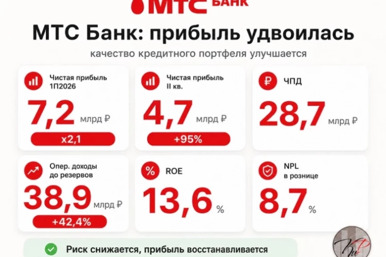 МТС Банк удвоил прибыль и снижает долю проблемных кредитов