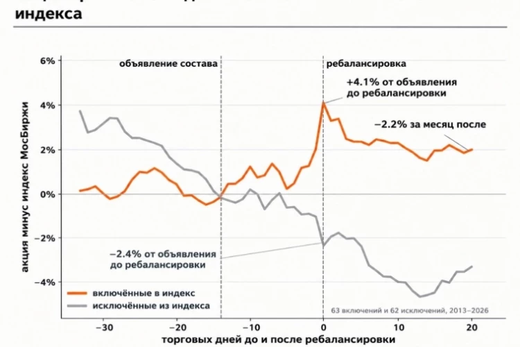 Как ребалансировка индекса Мосбиржи влияет на цены акций.