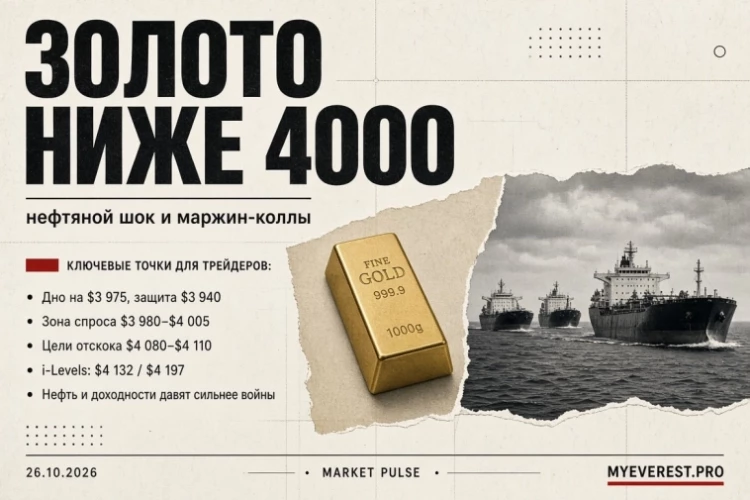Почему золото рухнуло в разгар войны и можно ли его подбирать ниже $4 000?